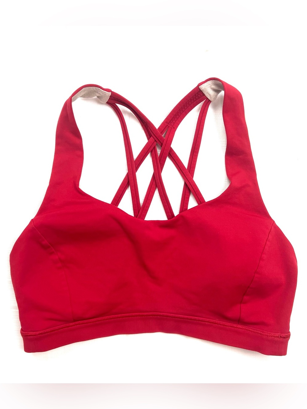 Lululemon Padded Sports Bra Women's Size 6 Red Bra Strappy Crisscross Yoga